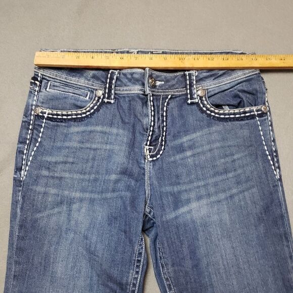 Cartise Denim medium-wash embroidered & beaded jeans. Size 10 - Picture 14 of 15